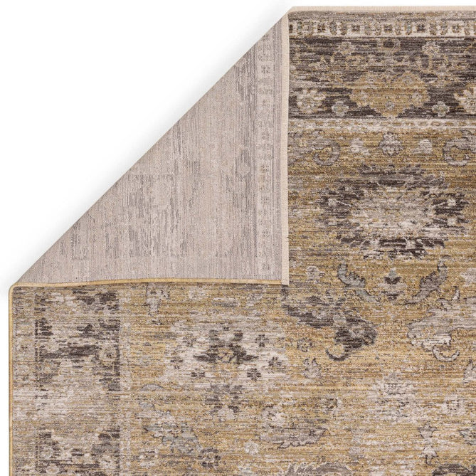 Jasper JA06 Traditional Vintage Distressed Shimmer Floral Heirloom Border Soft-Touch Polyester Low Profile Short Pile Pale Light Gold/Grey Rug-Asiatic Carpets-Rug Love - The Most Loved Rug Store