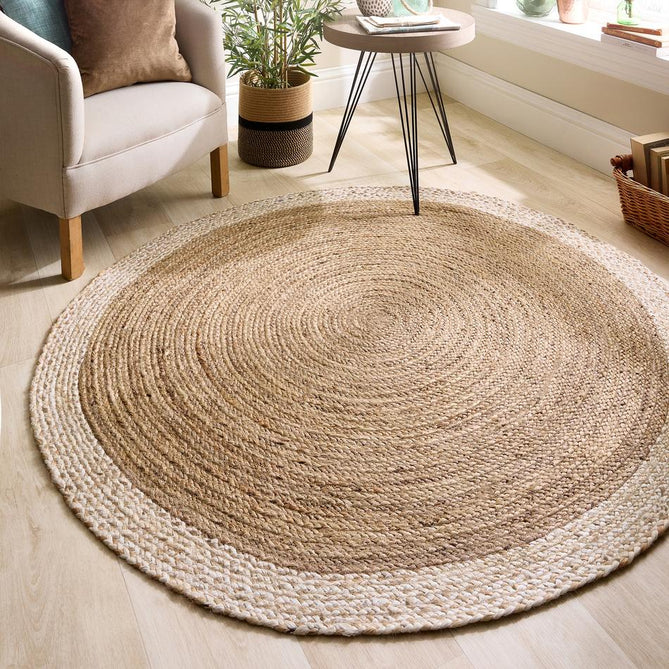 Jute Border Natural White Rug