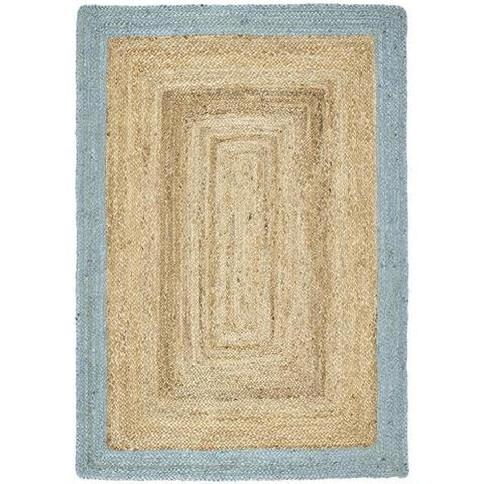 Jute Border Plain HandWoven Flatweave Natural/Duck Egg Rug Lowest