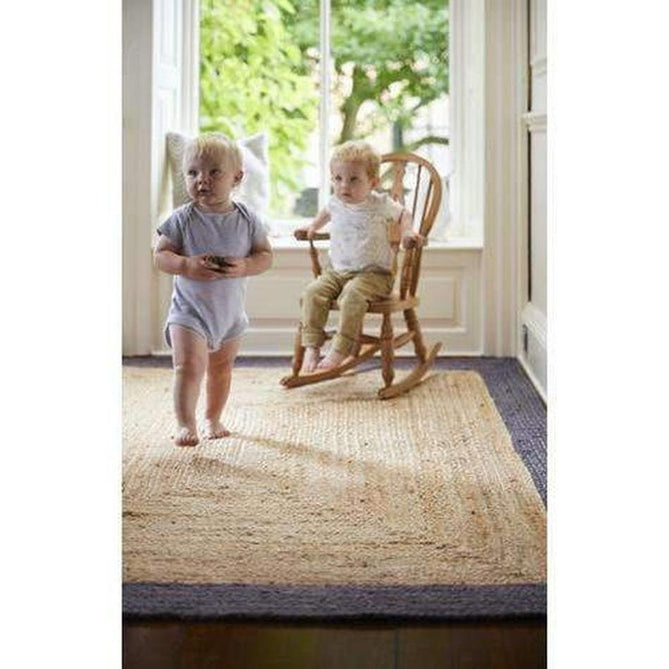 Jute Border Plain Hand-Woven Flatweave Natural/Grey Rug-Origins-Rug Love - The Most Loved Rug Store