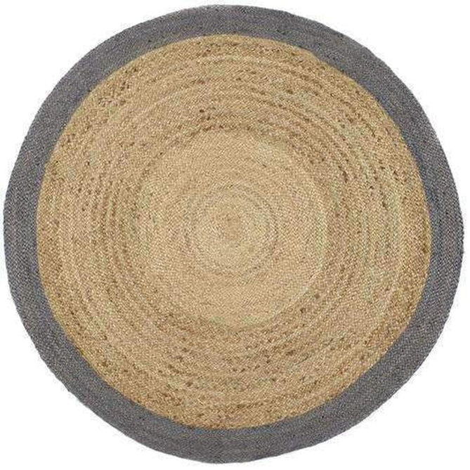 Jute Border Plain Hand-Woven Flatweave Natural/Grey Rug-Origins-Rug Love - The Most Loved Rug Store