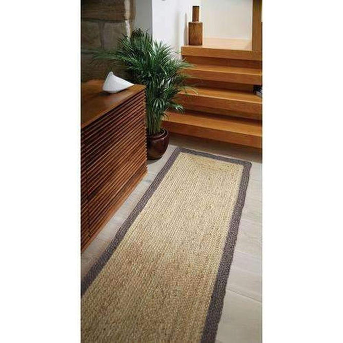 Jute Border Plain Hand-Woven Flatweave Natural/Grey Rug-Origins-Rug Love - The Most Loved Rug Store
