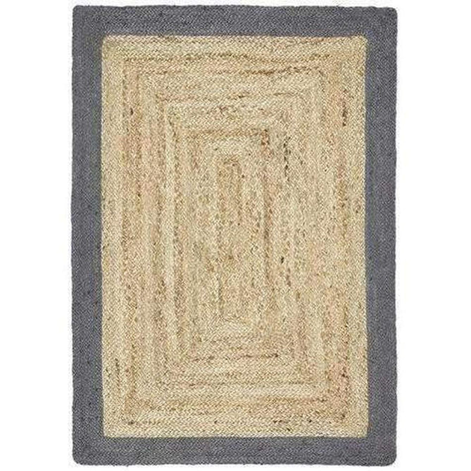 Jute Border Plain Hand-Woven Flatweave Natural/Grey Rug-Origins-Rug Love - The Most Loved Rug Store