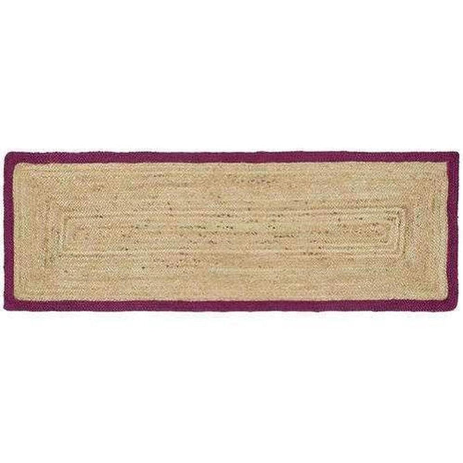 Jute Border Plain Hand-Woven Flatweave Natural/Raspberry Rug-Origins-Rug Love - The Most Loved Rug Store