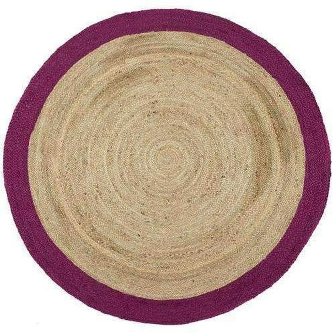 Jute Border Plain Hand-Woven Flatweave Natural/Raspberry Rug-Origins-Rug Love - The Most Loved Rug Store
