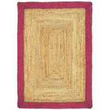 Jute Border Plain Hand-Woven Flatweave Natural/Raspberry Rug