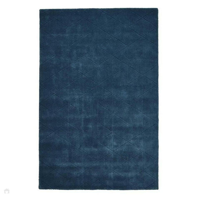 Kasbah KB2025 Modern Plain Geometric Hand-Carved Block Lines Wool Dark Teal Rug 120x170cm-Shop Returns-Rug Love - The Most Loved Rug Store