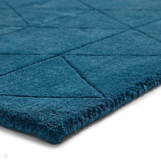 Kasbah KB2025 Modern Plain Geometric Hand-Carved Block Lines Wool Dark Teal Rug 120x170cm-Shop Returns-Rug Love - The Most Loved Rug Store