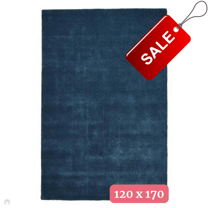 Kasbah KB2025 Modern Plain Geometric Hand-Carved Block Lines Wool Dark Teal Rug 120x170cm-Shop Returns-Rug Love - The Most Loved Rug Store