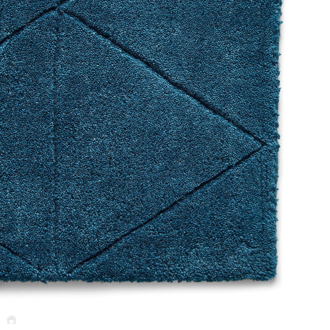 Kasbah KB2025 Modern Plain Geometric Hand-Carved Block Lines Wool Dark Teal Rug-Think Rugs-Rug Love - The Most Loved Rug Store