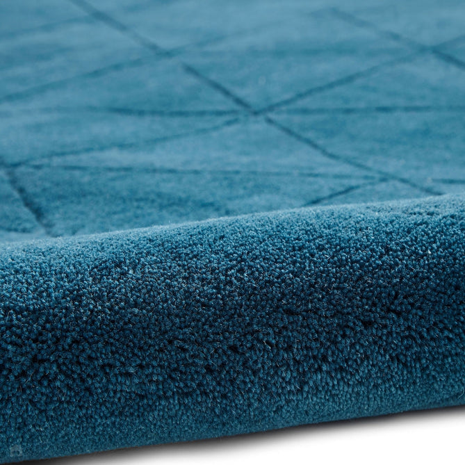 Kasbah KB2025 Modern Plain Geometric Hand-Carved Block Lines Wool Dark Teal Rug-Think Rugs-Rug Love - The Most Loved Rug Store