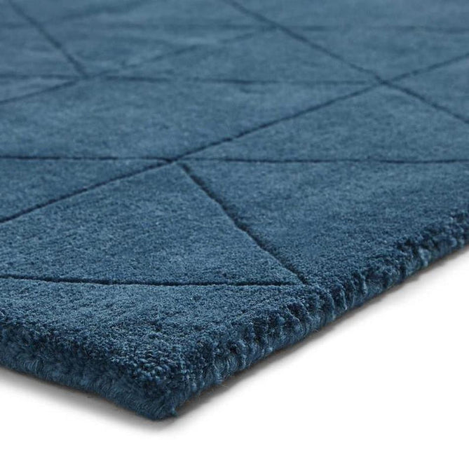 Kasbah KB2025 Modern Plain Geometric Hand-Carved Block Lines Wool Dark Teal Rug-Think Rugs-Rug Love - The Most Loved Rug Store