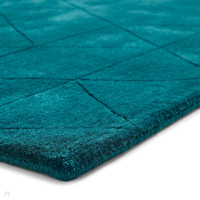 Kasbah KB2025 Modern Plain Geometric Hand-Carved Block Lines Wool Jewel Green Rug-Think Rugs-Rug Love - The Most Loved Rug Store