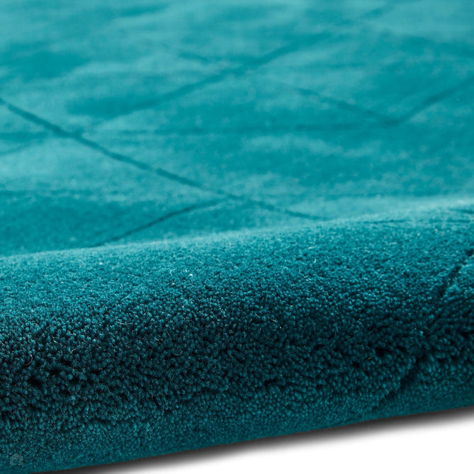 Kasbah KB2025 Modern Plain Geometric Hand-Carved Block Lines Wool Jewel Green Rug-Think Rugs-Rug Love - The Most Loved Rug Store