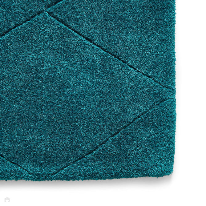Kasbah KB2025 Modern Plain Geometric Hand-Carved Block Lines Wool Jewel Green Rug-Think Rugs-Rug Love - The Most Loved Rug Store