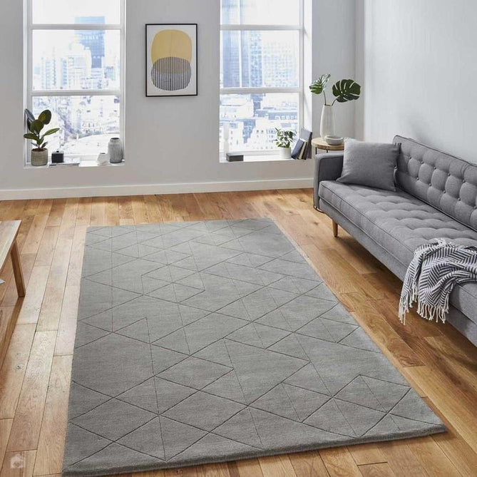 Kasbah KB2025 Modern Plain Geometric Hand-Carved Block Lines Wool Soft Mid Grey Rug-Think Rugs-Rug Love - The Most Loved Rug Store