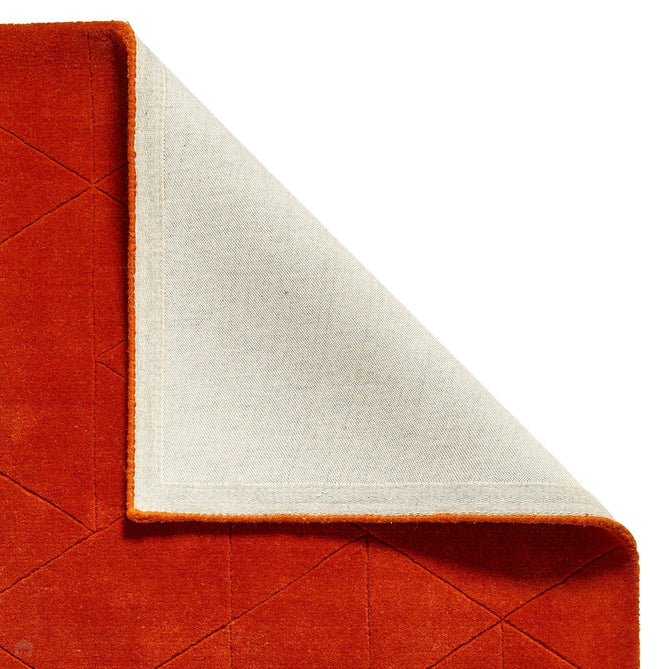 Kasbah KB2025 Modern Plain Geometric Hand-Carved Block Lines Wool Terracotta Rug-Think Rugs-Rug Love - The Most Loved Rug Store