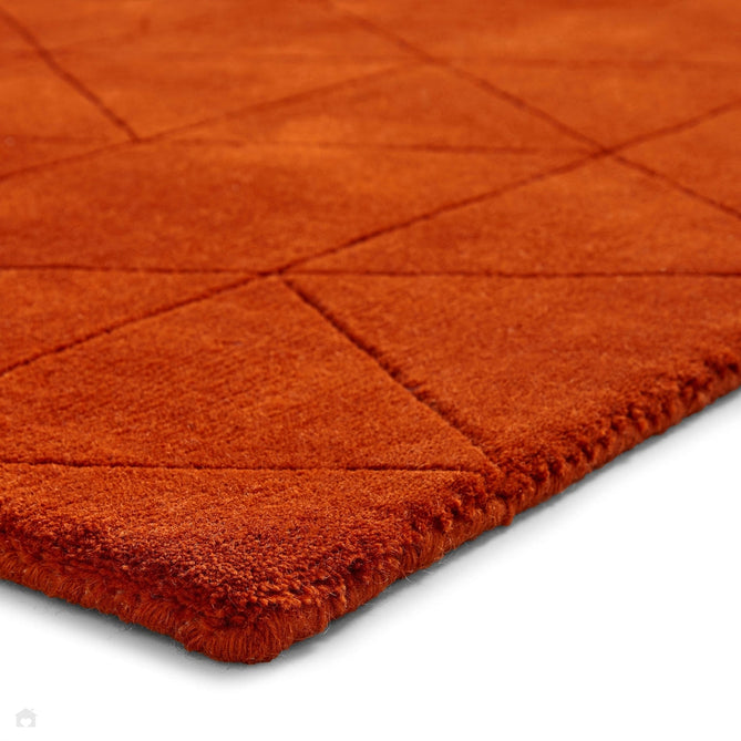 Kasbah KB2025 Modern Plain Geometric Hand-Carved Block Lines Wool Terracotta Rug-Think Rugs-Rug Love - The Most Loved Rug Store