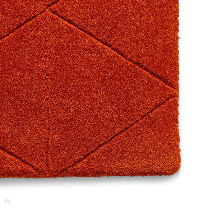 Kasbah KB2025 Modern Plain Geometric Hand-Carved Block Lines Wool Terracotta Rug-Think Rugs-Rug Love - The Most Loved Rug Store