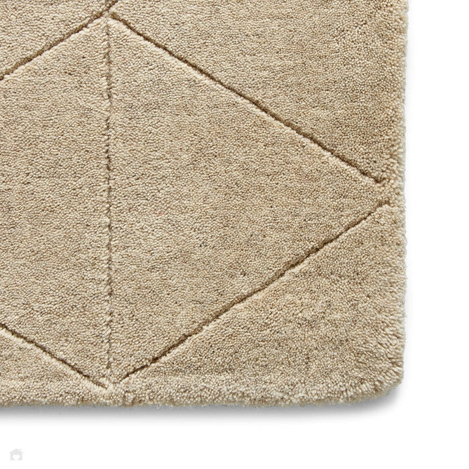 Kasbah KB2025 Modern Plain Geometric Hand-Carved Block Lines Wool Warm Beige Rug-Think Rugs-Rug Love - The Most Loved Rug Store