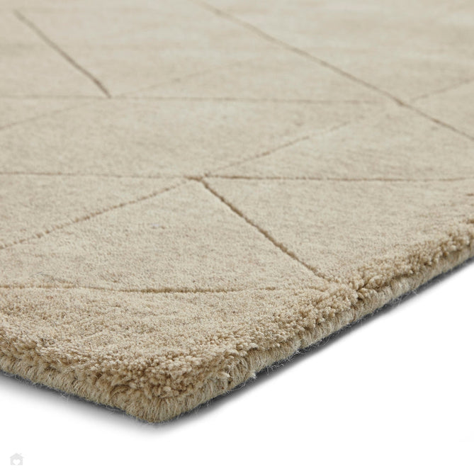 Kasbah KB2025 Modern Plain Geometric Hand-Carved Block Lines Wool Warm Beige Rug-Think Rugs-Rug Love - The Most Loved Rug Store