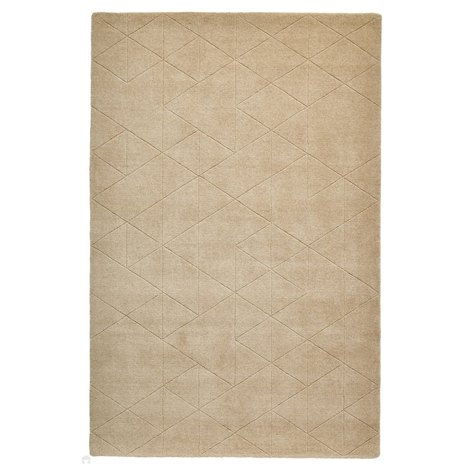 Kasbah KB2025 Modern Plain Geometric Hand-Carved Block Lines Wool Warm Beige Rug-Think Rugs-Rug Love - The Most Loved Rug Store