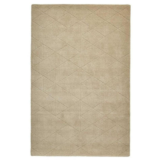 Kasbah KB2025 Modern Plain Geometric Hand-Carved Block Lines Wool Warm Beige Rug-Think Rugs-Rug Love - The Most Loved Rug Store