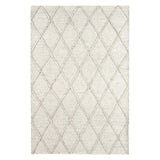 Katherine Carnaby Coast CD02 Modern Designer Plain Geometric Diamond Hand-Woven Textured Wool&Viscose Flatweave Cream Rug