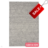 Katherine Carnaby Coast CD03 Modern Designer Plain Geometric Diamond Hand-Woven Textured Wool&Viscose Flatweave Grey Marl Rug 120 x 170 cm