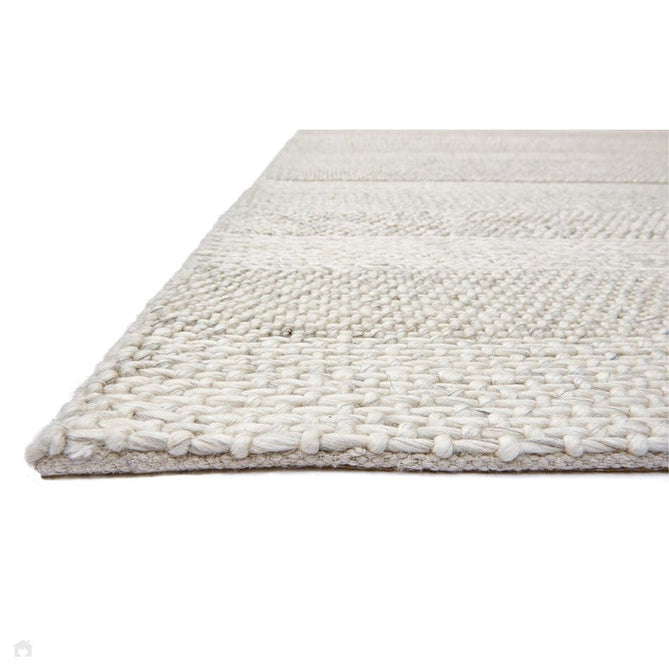 Katherine Carnaby Coast CS06 Modern Designer Plain Stripe Hand-Woven Textured Wool&Viscose Flatweave Cream Rug-Asiatic Carpets-Rug Love - The Most Loved Rug Store