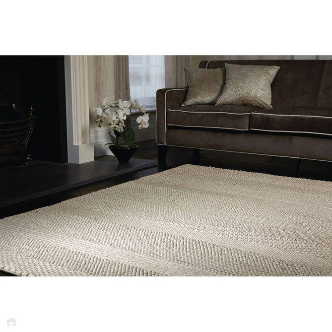 Katherine Carnaby Coast CS06 Modern Designer Plain Stripe Hand-Woven Textured Wool&Viscose Flatweave Cream Rug-Asiatic Carpets-Rug Love - The Most Loved Rug Store