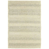 Katherine Carnaby Coast CS06 Modern Designer Plain Stripe Hand-Woven Textured Wool&Viscose Flatweave Cream Rug