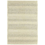 Katherine Carnaby Coast CS06 Modern Designer Plain Stripe Hand-Woven Textured Wool&Viscose Flatweave Cream Rug