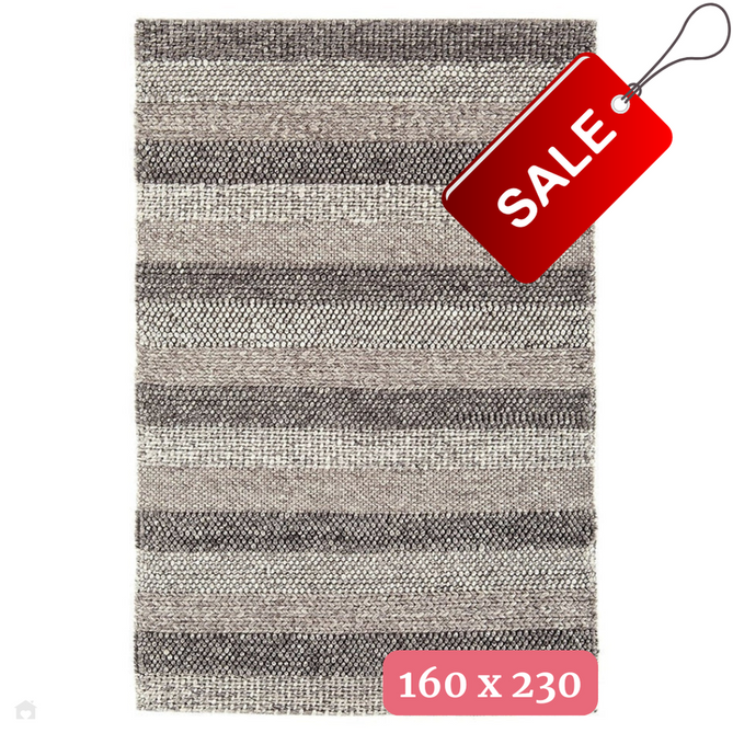 Katherine Carnaby Coast CS08 Modern Designer Plain Varied Stripe Hand-Woven Textured Wool&Viscose Flatweave Taupe Brown Rug 160 x 230 cm-Shop Returns-Rug Love - The Most Loved Rug Store