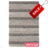 Katherine Carnaby Coast CS08 Modern Designer Plain Varied Stripe Hand-Woven Textured Wool&Viscose Flatweave Taupe Brown Rug 160 x 230 cm