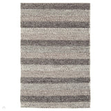 Katherine Carnaby Coast CS08 Modern Designer Plain Varied Stripe Hand-Woven Textured Wool&Viscose Flatweave Taupe Brown Rug 160 x 230 cm