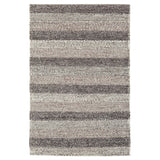Katherine Carnaby Coast CS08 Modern Designer Plain Varied Stripe Hand-Woven Textured Wool&Viscose Flatweave Taupe Brown Rug