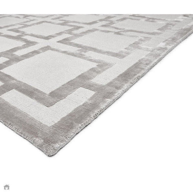 Katherine Carnaby Eaton Modern Designer Geometric Super-Soft Hand-Woven High-Density Textured Silky Metallic Shimmer Viscose Flatweave Silver Rug-Asiatic Carpets-Rug Love - The Most Loved Rug Store