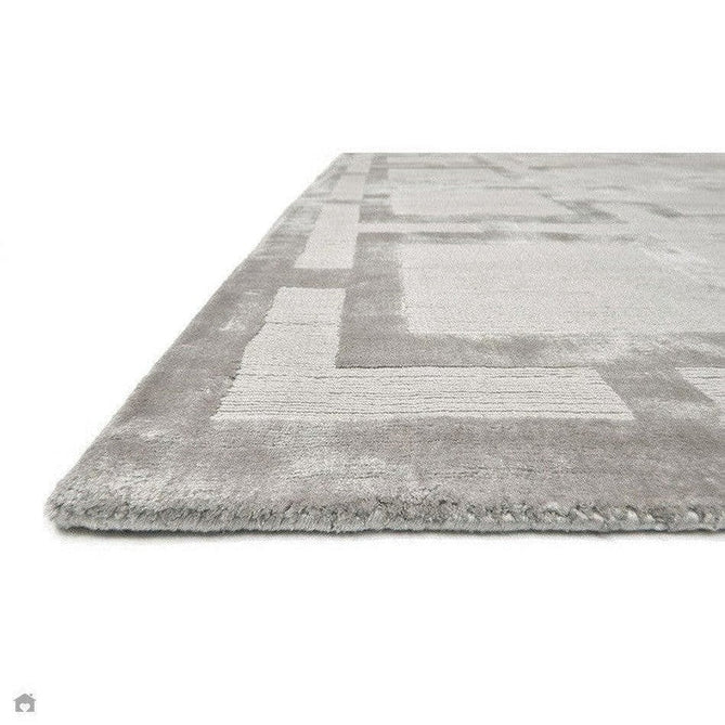 Katherine Carnaby Eaton Modern Designer Geometric Super-Soft Hand-Woven High-Density Textured Silky Metallic Shimmer Viscose Flatweave Silver Rug-Asiatic Carpets-Rug Love - The Most Loved Rug Store
