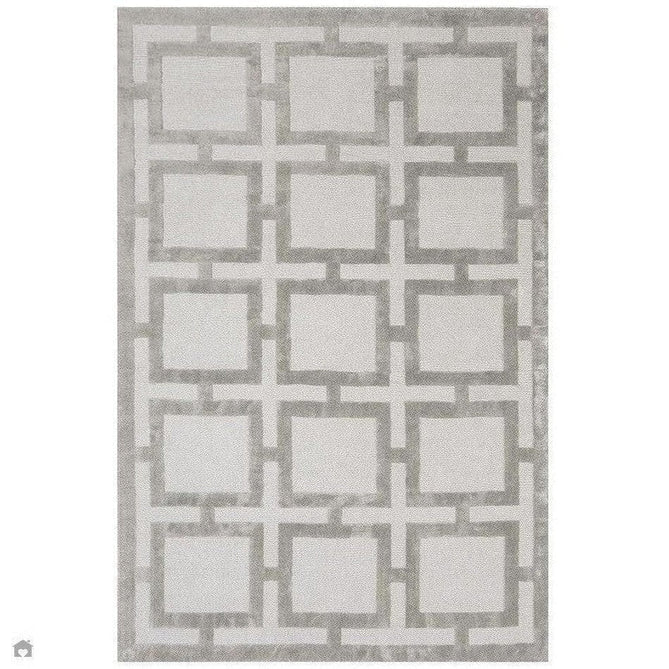 Katherine Carnaby Eaton Modern Designer Geometric Super-Soft Hand-Woven High-Density Textured Silky Metallic Shimmer Viscose Flatweave Silver Rug-Asiatic Carpets-Rug Love - The Most Loved Rug Store