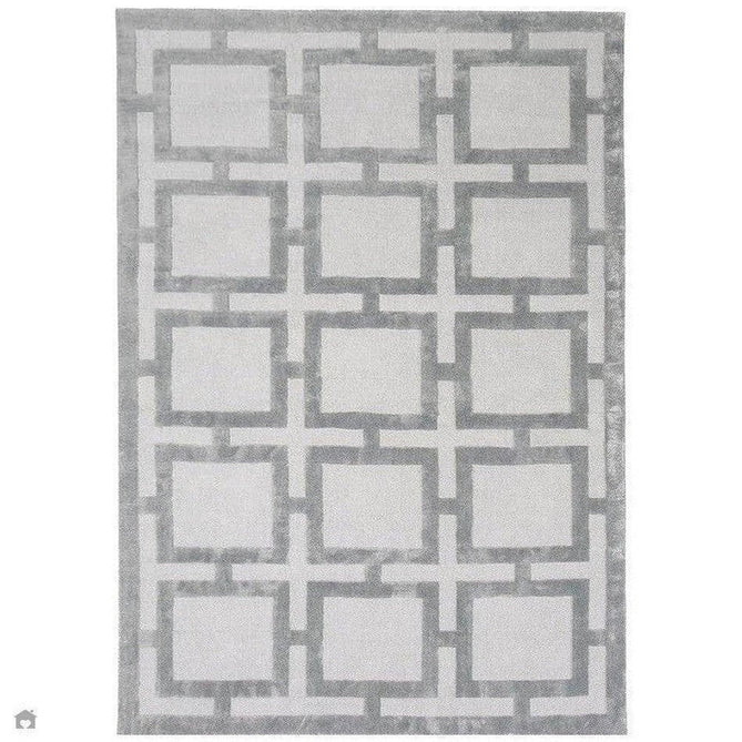 Katherine Carnaby Eaton Modern Designer Geometric Super-Soft Hand-Woven High-Density Textured Silky Metallic Shimmer Viscose Flatweave Silver Rug-Asiatic Carpets-Rug Love - The Most Loved Rug Store
