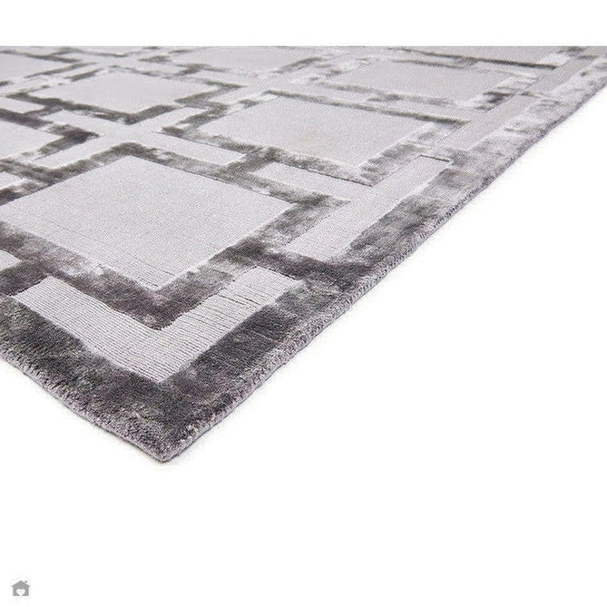 Katherine Carnaby Eaton Modern Designer Geometric Super-Soft Hand-Woven High-Density Textured Silky Metallic Shimmer Viscose Flatweave Steel Rug-Asiatic Carpets-Rug Love - The Most Loved Rug Store