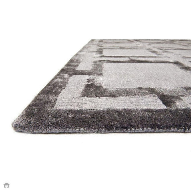 Katherine Carnaby Eaton Modern Designer Geometric Super-Soft Hand-Woven High-Density Textured Silky Metallic Shimmer Viscose Flatweave Steel Rug-Asiatic Carpets-Rug Love - The Most Loved Rug Store