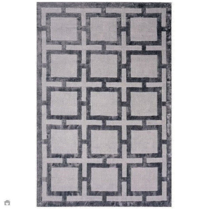 Katherine Carnaby Eaton Modern Designer Geometric Super-Soft Hand-Woven High-Density Textured Silky Metallic Shimmer Viscose Flatweave Steel Rug-Asiatic Carpets-Rug Love - The Most Loved Rug Store