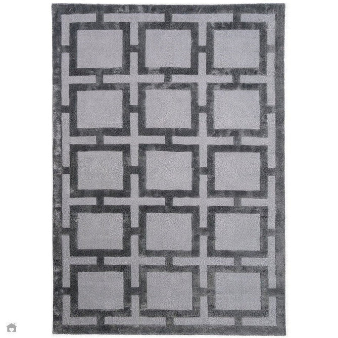 Katherine Carnaby Eaton Modern Designer Geometric Super-Soft Hand-Woven High-Density Textured Silky Metallic Shimmer Viscose Flatweave Steel Rug-Asiatic Carpets-Rug Love - The Most Loved Rug Store