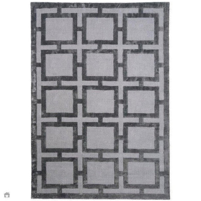 Katherine Carnaby Eaton Modern Designer Geometric Super-Soft Hand-Woven High-Density Textured Silky Metallic Shimmer Viscose Flatweave Steel Rug-Asiatic Carpets-Rug Love - The Most Loved Rug Store