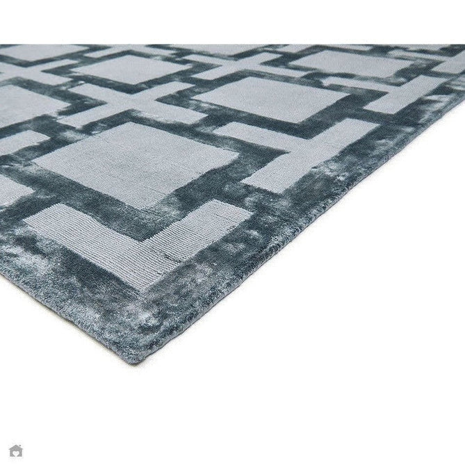 Katherine Carnaby Eaton Modern Designer Geometric Super-Soft Hand-Woven High-Density Textured Silky Metallic Shimmer Viscose Flatweave Storm Blue Rug-Asiatic Carpets-Rug Love - The Most Loved Rug Store