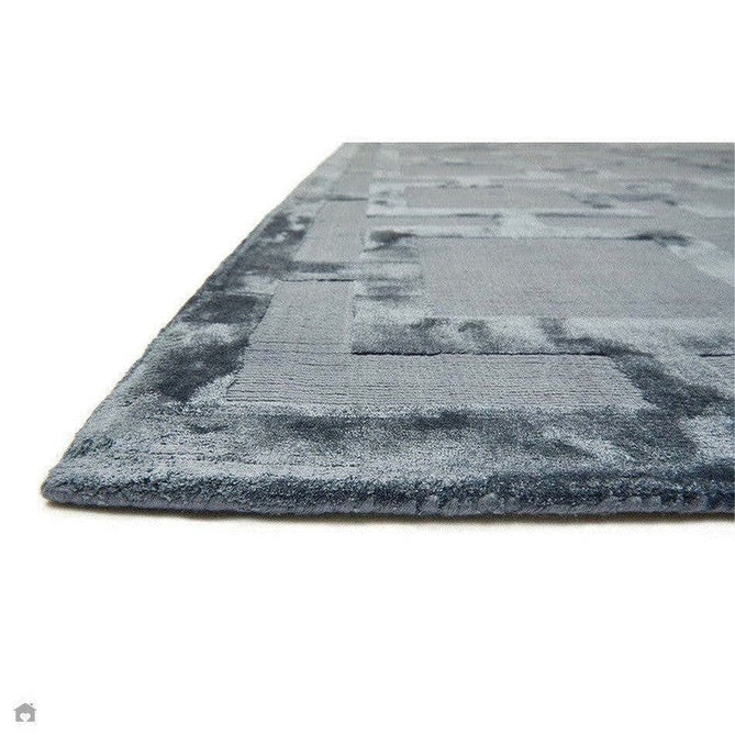 Katherine Carnaby Eaton Modern Designer Geometric Super-Soft Hand-Woven High-Density Textured Silky Metallic Shimmer Viscose Flatweave Storm Blue Rug-Asiatic Carpets-Rug Love - The Most Loved Rug Store