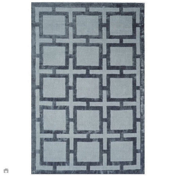 Katherine Carnaby Eaton Modern Designer Geometric Super-Soft Hand-Woven High-Density Textured Silky Metallic Shimmer Viscose Flatweave Storm Blue Rug-Asiatic Carpets-Rug Love - The Most Loved Rug Store