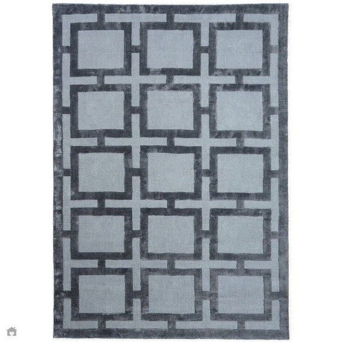 Katherine Carnaby Eaton Modern Designer Geometric Super-Soft Hand-Woven High-Density Textured Silky Metallic Shimmer Viscose Flatweave Storm Blue Rug-Asiatic Carpets-Rug Love - The Most Loved Rug Store